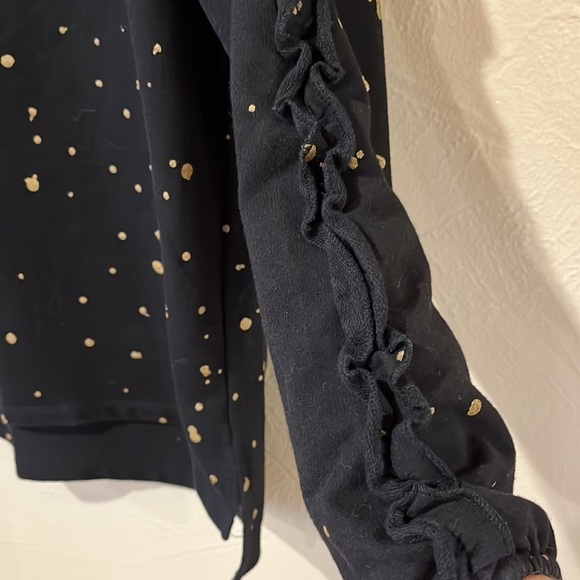 Ruff Hewn black sweatshirt with gold paint splatters ruffles down sleeve size M - Picture 5 of 10